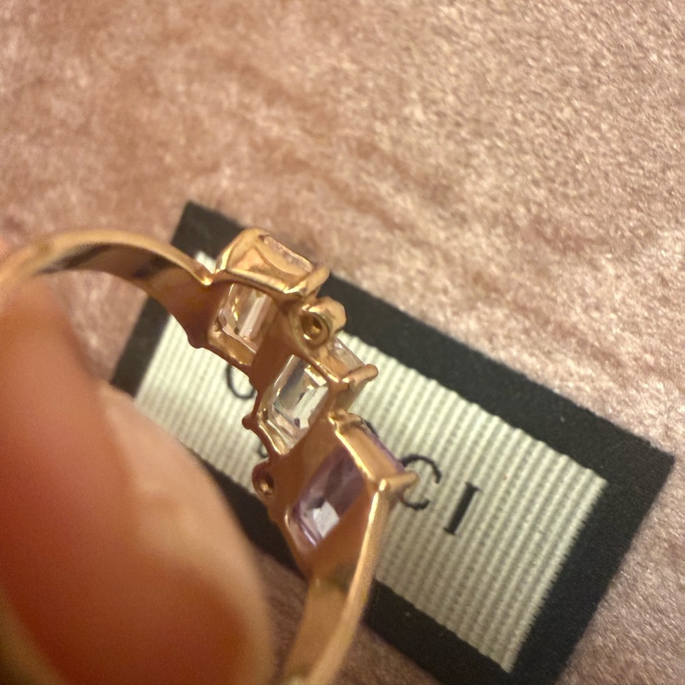 10k Gold ring with pink spinels and diamonds - Picture 14 of 16
